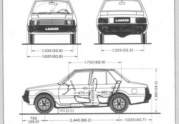 Mitsubishi Lancer (1980) (Мицубиси Ланcер (1980)) - чертежи (рисунки) автомобиля